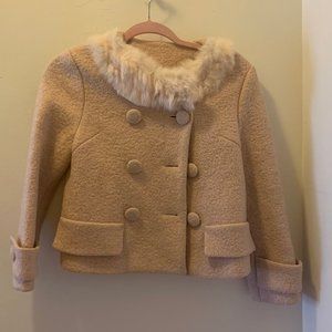 Mink Collar Vintage Jackie O. Pink Coat Sz Medium